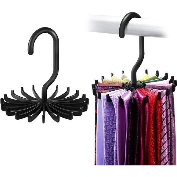 2 Pack Black Rotating Jewelry/Tie/Scarf/Belt Closet Organizers - Picture 3 of 7